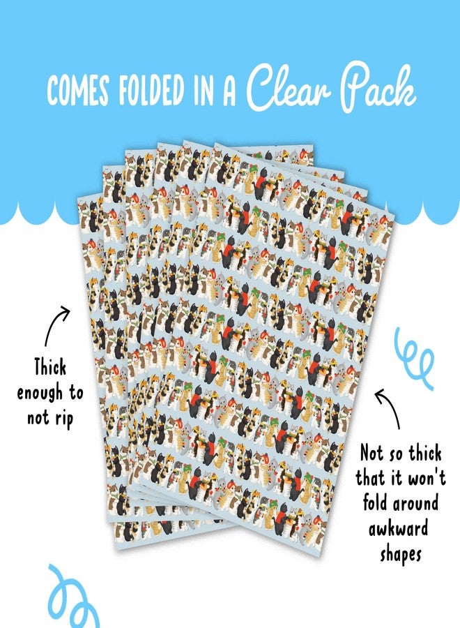 CENTRAL 23 Cat Christmas Wrapping Paper for Girls Boys - 6 Sheets of Gift Wrap For Cat Owners - Thick Xmas Wraps For Men Women - Seasonal - Holiday - Presents for Him Her - Recyclable - Image 4